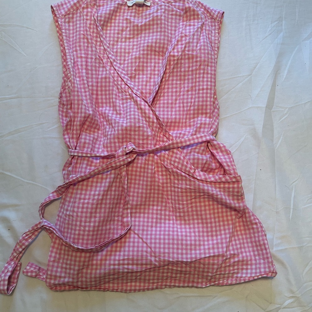 Pink Gingham Wrap Top